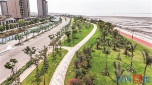 新添护岸和道路 大嶝岛西侧护岸及环嶝路工程通过预验收